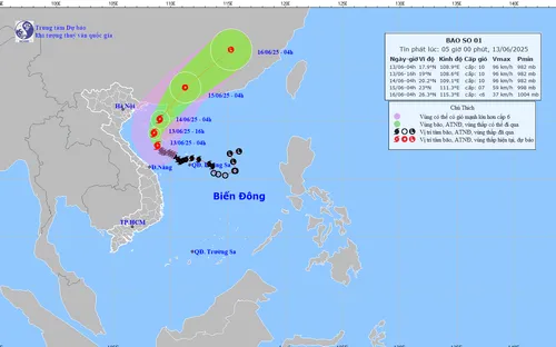 Bão số 1 giật cấp 13, liên tục đổi hướng