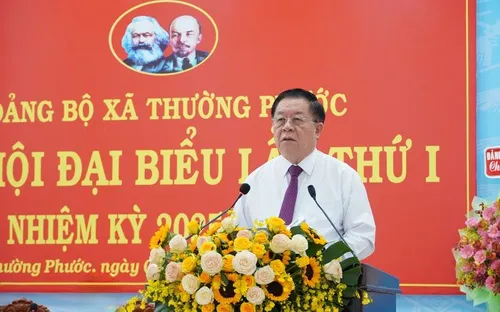 Trưởng Ban Tuyên giáo và Dân vận Nguyễn Trọng Nghĩa dự Đại hội Đảng bộ xã Thường Phước, tỉnh Đồng Tháp