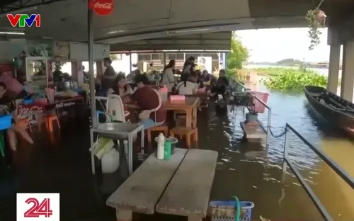 Trải nghiệm ăn uống giữa đàn cá trong quán ngập nước ở Thái Lan