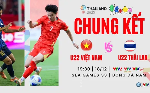 Lịch thi đấu và trực tiếp bóng đá SEA Games 33 hôm nay (18/12) trên VTV: Chung kết U22 Việt Nam - U22 Thái Lan

