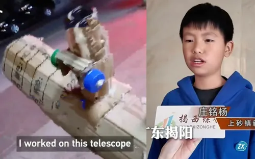 Cậu bé 10 tuổi ở Quảng Đông tự chế kính thiên văn chỉ với 28 tệ