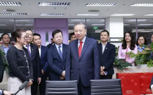 Tổng Bí thư Tô Lâm thăm và chúc Tết cán bộ, phóng viên Đài Truyền hình Việt Nam