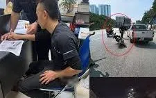 Công an làm việc với tài xế bán tải vụ chèn ép khiến 3 người đi xe máy ngã xuống đường