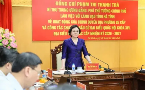 Phó Thủ tướng Phạm Thị Thanh Trà yêu cầu Hà Tĩnh đẩy mạnh phân cấp, tinh gọn bộ máy, nâng cao hiệu lực quản trị