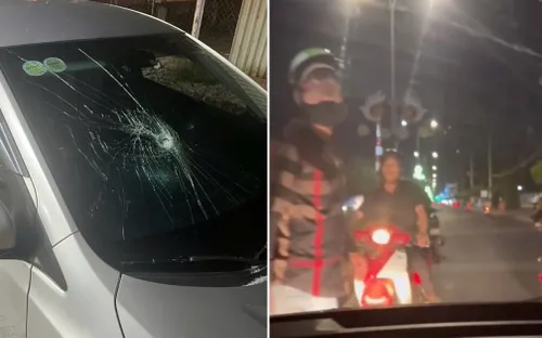 Nhóm thanh niên đi xe "xì po" chặn ô tô, đập vỡ kính chắn gió ở Vĩnh Long