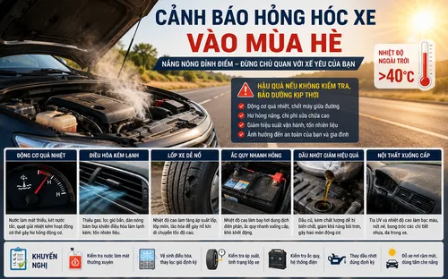 Nắng nóng đỉnh điểm: Những hỏng hóc xe hơi dễ gặp nhất vào mùa hè