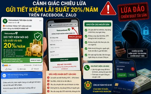 Cảnh báo thủ đoạn giả mạo ngân hàng tung “gói tiết kiệm nội bộ” lãi suất cao để lừa đảo chiếm đoạt tài sản