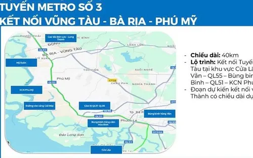 Đề xuất kéo dài tuyến metro số 3 từ Phú Mỹ (TP. Hồ Chí Minh) đến Sân bay Long Thành