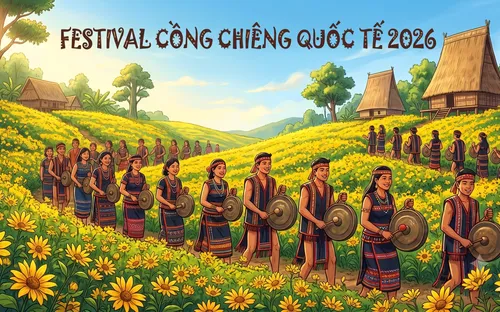 Phát huy giá trị di sản Tây Nguyên: Điểm nhấn từ bảo vật quốc gia bộ chiêng Kơ Đơ tại Festival Cồng chiêng 2026