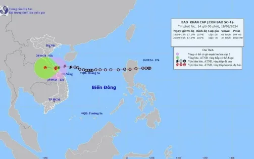 Bão số 4 đã suy yếu thành áp thấp nhiệt đới