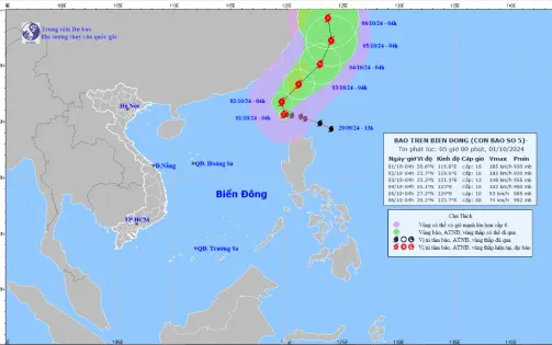 Bão số 5 gây sóng lớn ở Đông Bắc Biển Đông