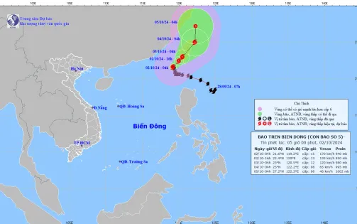 Bão số 5 di chuyển về phía Đài Loan (Trung Quốc), biển động dữ dội