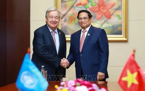 Thủ tướng Phạm Minh Chính gặp Tổng Thư ký Liên hợp quốc Antonio Guterres