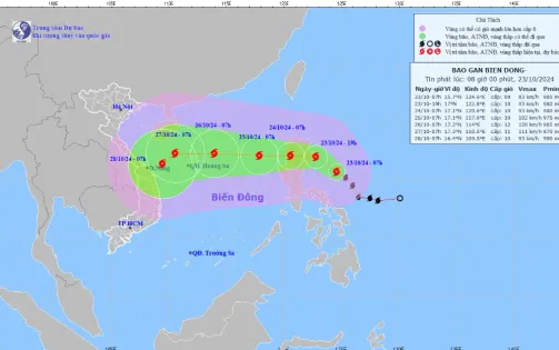 Bão Trami giật cấp 11, di chuyển hướng vào Biển Đông