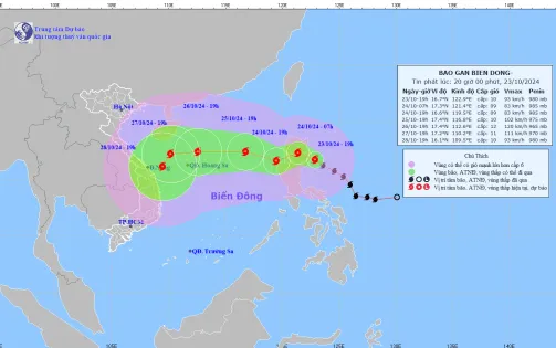 Bão Trami mạnh lên cấp 10, giật cấp 12, biển động rất mạnh