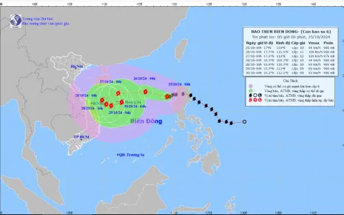 Bão số 6 giật cấp 12, liên tục đổi hướng