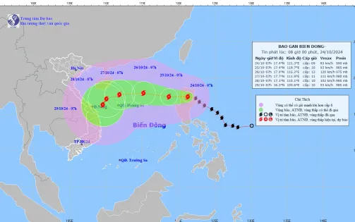 Trưa chiều nay, bão Trami sẽ đi vào Biển Đông, sóng biển cao 3-5 mét