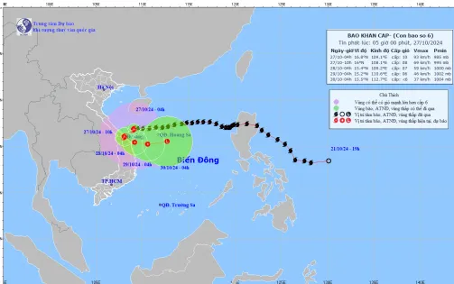 Bão số 6 cách Đà Nẵng khoảng 110 km