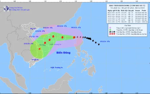 Bão số 7 mạnh cấp 14, giật cấp 17, biển động dữ dội