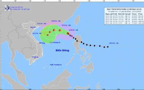 Bão số 8 giật cấp 12 trên khu vực Bắc Biển Đông