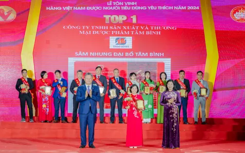 Sâm Nhung Đại Bổ Tâm Bình - Top 1 “Hàng Việt Nam được người tiêu dùng yêu thích” năm 2024