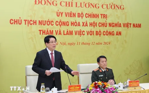 Chủ tịch nước Lương Cường làm việc với Bộ Công an