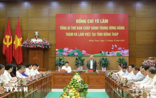 Tổng Bí thư Tô Lâm làm việc với Ban Chấp hành Đảng bộ tỉnh Đồng Tháp