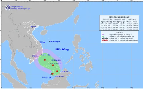 Áp thấp nhiệt đới giật cấp 8 trên Biển Đông