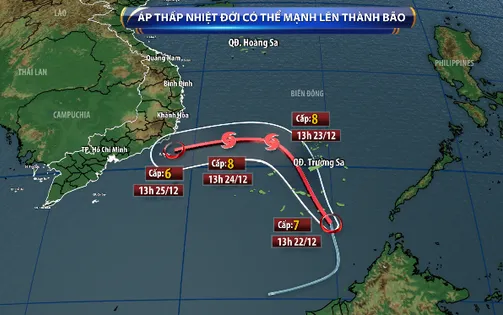 Áp thấp nhiệt đới trên Biển Đông có thể mạnh lên thành bão số 10