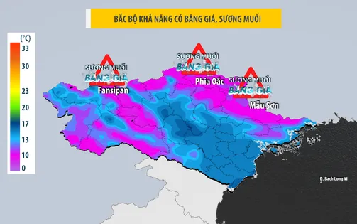 Liên tiếp 2 đợt không khí lạnh, vùng núi cao Bắc Bộ khả năng xuất hiện băng giá, sương muối