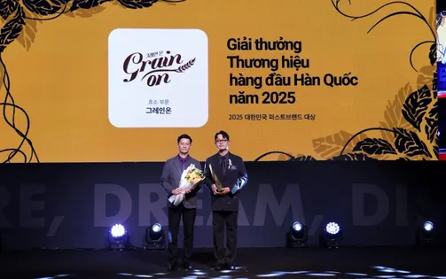 Thương hiệu GrainOn đạt “Giải thưởng Thương hiệu Hàng đầu Hàn Quốc năm 2025” hạng mục Men tiêu hóa