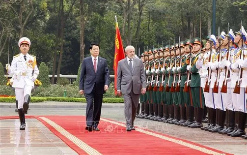Chủ tịch nước Lương Cường chủ trì lễ đón chính thức Tổng thống Brazil