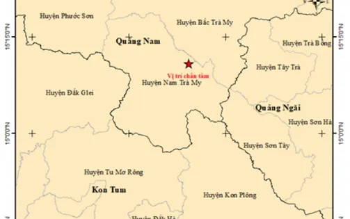 Xảy ra 3 trận động đất tại huyện Nam Trà My, Quảng Nam