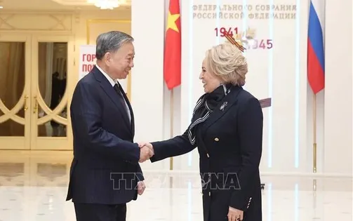 Tổng Bí thư Tô Lâm hội kiến Chủ tịch Hội đồng Liên bang Nga Valentina Matviyenko