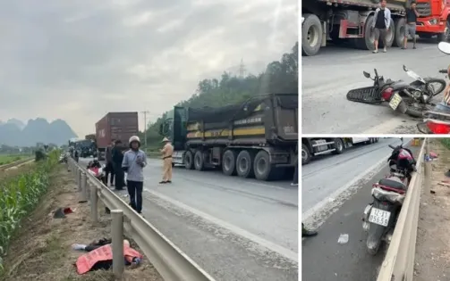 Tai nạn liên hoàn trên Quốc lộ 1A giữa xe đầu kéo và 3 xe mô tô khiến 1 người tử vong