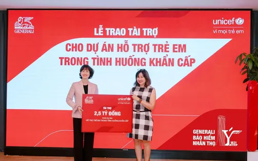 UNICEF nhận tài trợ 2,5 tỷ đồng từ Generali cho dự án bảo vệ trẻ em