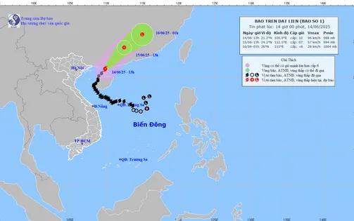 Bão số 1 vào đất liền Trung Quốc, di chuyển theo hướng Đông Bắc