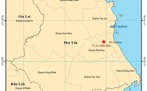 Động đất 3.5 độ ở Phú Yên