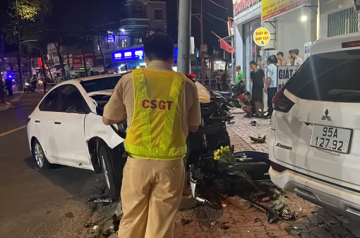 Hiện trường vụ tai nạn ô tô tông hàng loạt xe máy làm 5 ngưởi thương vong ở Vũng Tàu