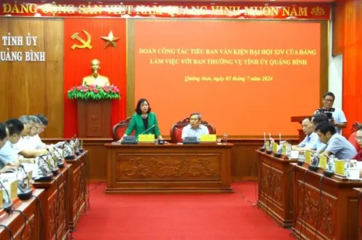 Đoàn Tiểu ban Văn kiện Đại hội XIV của Đảng làm việc với Tỉnh ủy Quảng Bình