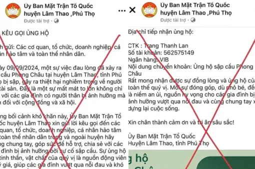 Cảnh báo fanpage giả mạo Ủy ban MTTQ huyện Lâm Thao để lừa đảo