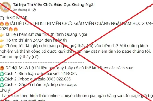 Quảng Ngãi: Bộ đề ôn thi đăng tải trên mạng xã hội là hình thức lừa đảo