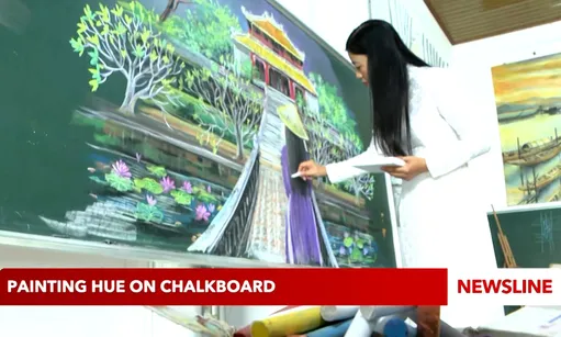 Painting Hue on chalkboard