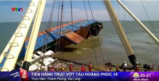 Bắt đầu tiến hành trục vớt tàu chìm tại TP.HCM