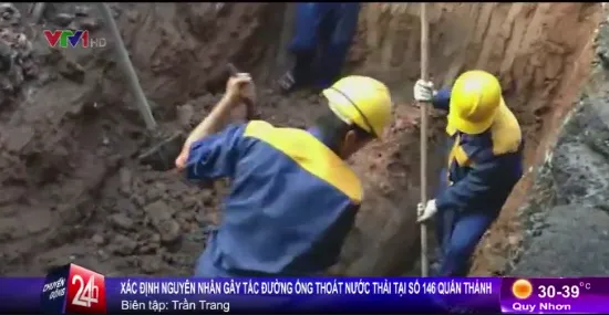 Tắc đường ống thoát nước 146 Quán Thánh: Do quần áo và bê tông