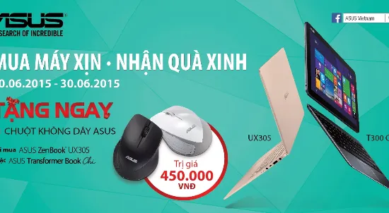 Asus tặng chuột không dây khi mua máy tính xách tay