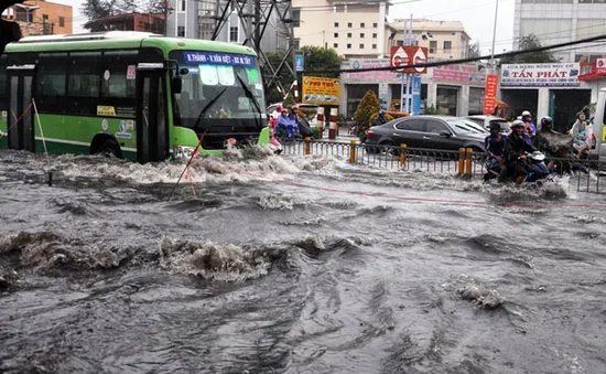 TP. HCM: Mưa lớn gây ngập nhiều tuyến phố