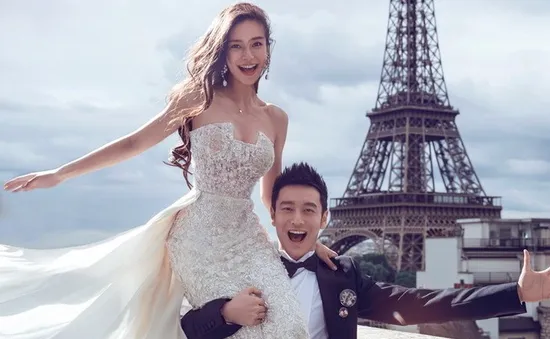 Huỳnh Hiểu Minh - Angelababy lần đầu khoe ảnh cưới tại Paris