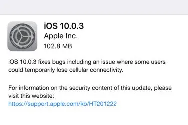 Apple tung bản vá iOS 10.0.3 sửa lỗi kết nối mạng trên iPhone 7