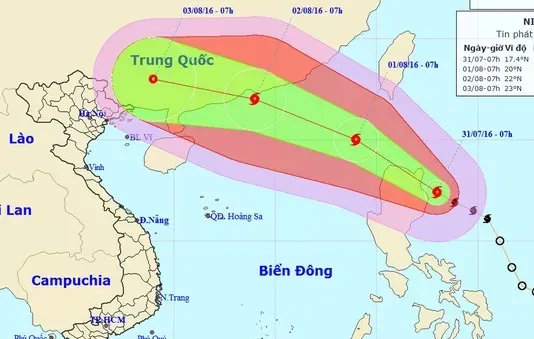 Ngày mai (1/8), bão Nida sẽ tiến vào Biển Đông